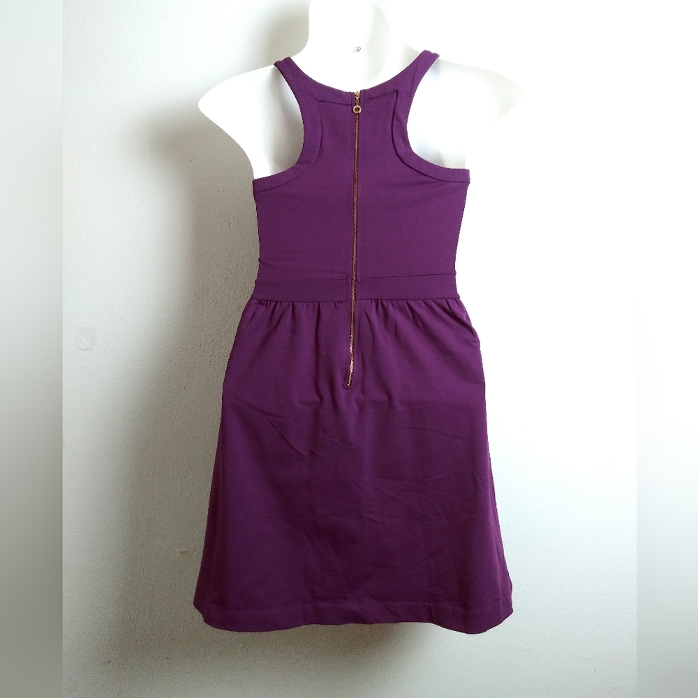 Cynthia Rowley Fit & Flare Dress Pocket Exposed Back Size S Purple - Picture 4 of 9